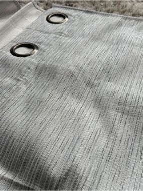 Light Gray Textured Curtain Panel with Metal Grommets